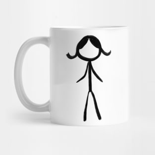 Simple stick figure, hand drawn, simple design, female, or girl Mug